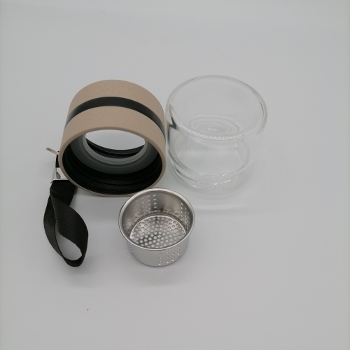botella por separado infusor de té botella de agua potable de vidrio de borosilicato de doble pared