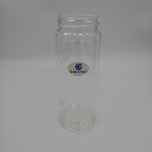 Tapa de plástico de doble pared Botella de agua de vidrio de doble pared con infusor