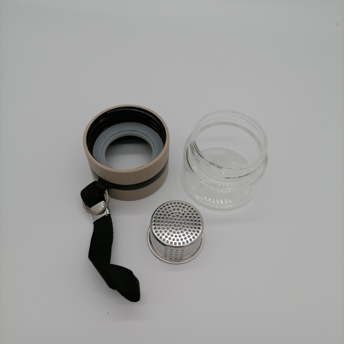 botella por separado infusor de té botella de agua potable de vidrio de borosilicato de doble pared