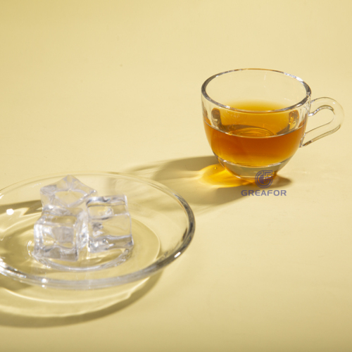 Diseños personalizados, venta al por mayor, taza de vidrio para café transparente con plato