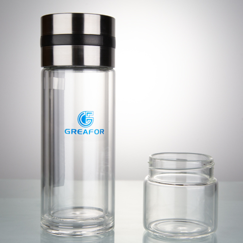 Botella de infusor de té separada Botella de té de doble pared con alto contenido de borosilicato