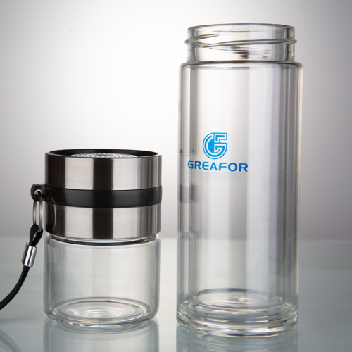 Botella de infusor de té separada Botella de té de doble pared con alto contenido de borosilicato
